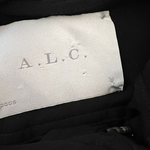 A.L.C. Black Jacket Silk Sheer Hood Zip Utility Coat Slouchy Belt Women’s - Picture 9 of 14